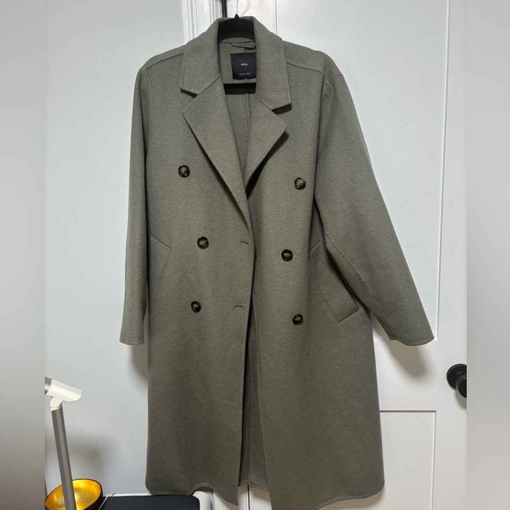 NWOT Mango Light Olive Pea Coat, size M
